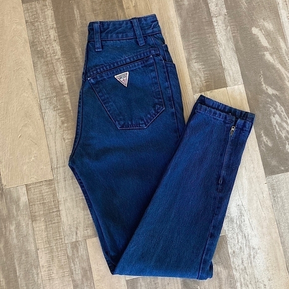 Guess By Marciano Vintage Dark Blue High Rise Mom Jeans - Picture 1 of 3